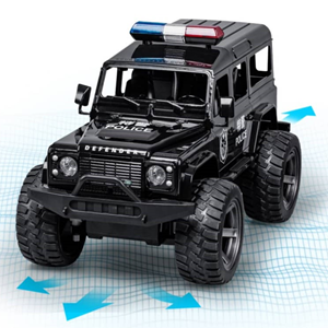  ماشین کنترلی شارژی جیپ پلیس مشکی Remote Control LAND ROVER DEFENDER POLICE JEEP 2.4G -اسباب بازی